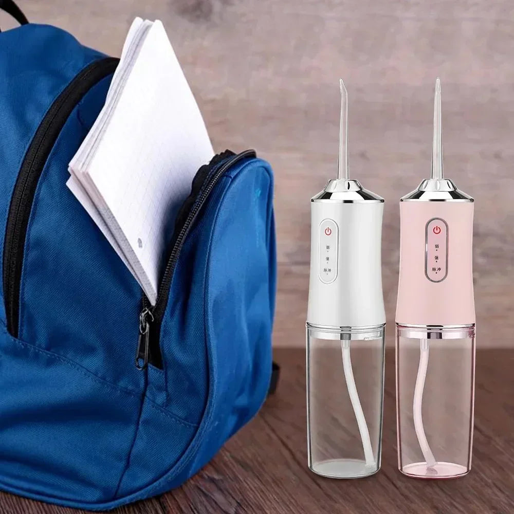 Oral Irrigator Portable Dental Water Flosser USB Rechargeable Water Jet Floss Tooth Pick 4 Jet Tip 220ml 3 Modes Teeth PH260