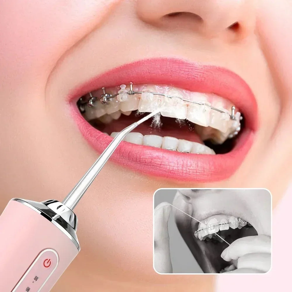 Oral Irrigator Portable Dental Water Flosser USB Rechargeable Water Jet Floss Tooth Pick 4 Jet Tip 220ml 3 Modes Teeth PH260