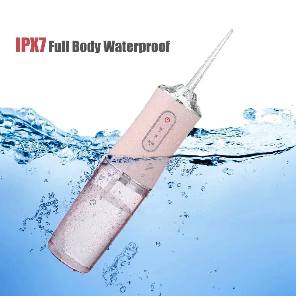 Oral Irrigator Portable Dental Water Flosser USB Rechargeable Water Jet Floss Tooth Pick 4 Jet Tip 220ml 3 Modes Teeth PH260