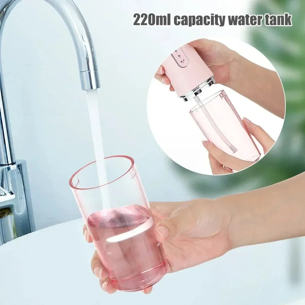 Oral Irrigator Portable Dental Water Flosser USB Rechargeable Water Jet Floss Tooth Pick 4 Jet Tip 220ml 3 Modes Teeth PH260