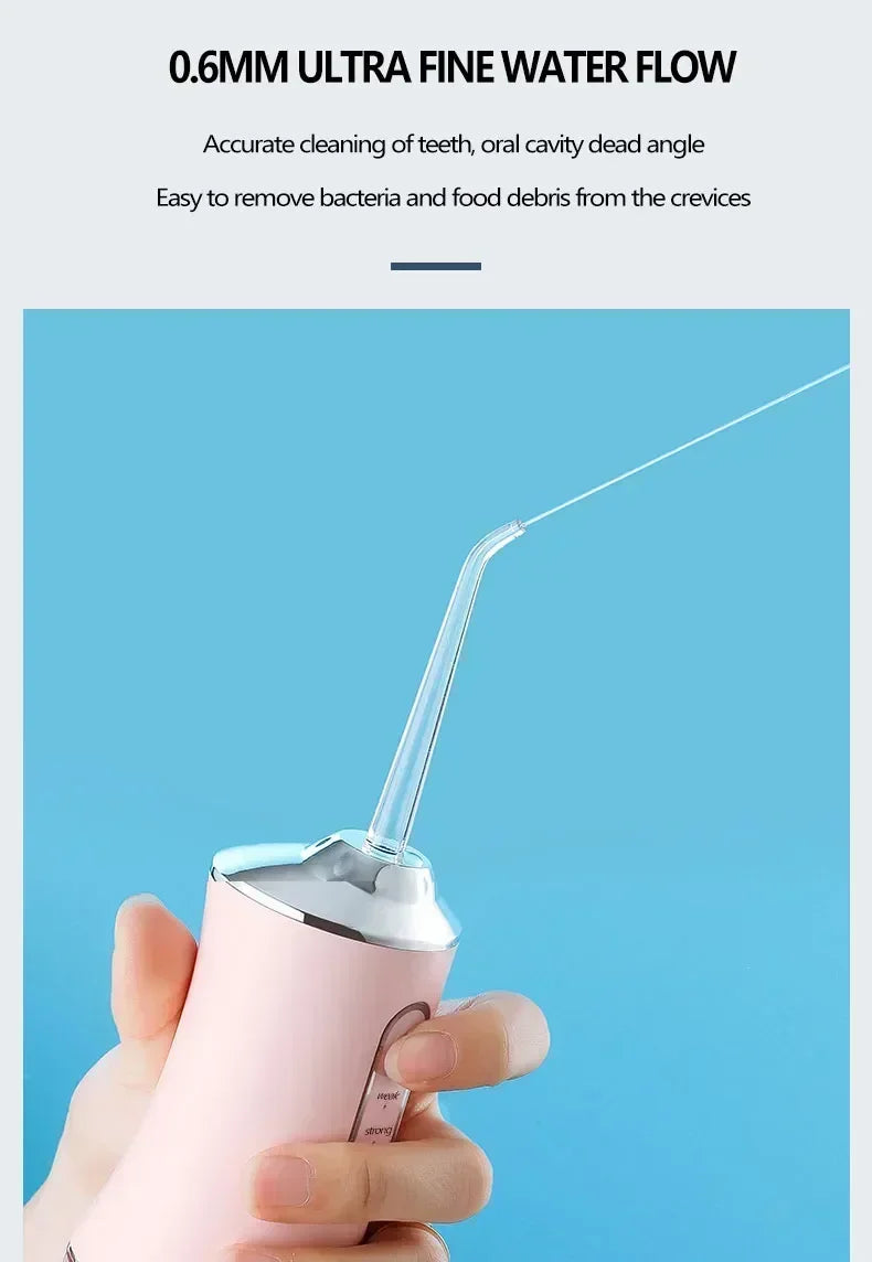 Oral Irrigator Portable Dental Water Flosser USB Rechargeable Water Jet Floss Tooth Pick 4 Jet Tip 220ml 3 Modes Teeth PH260