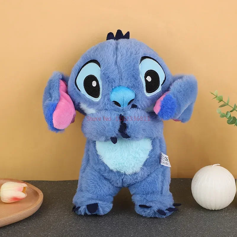 28cm Disney Stitch Anime Plush Doll With Lighting Music Airbag Kawaii Appease Toy Baby To Soothe Sleep Peluche For Kids Gift