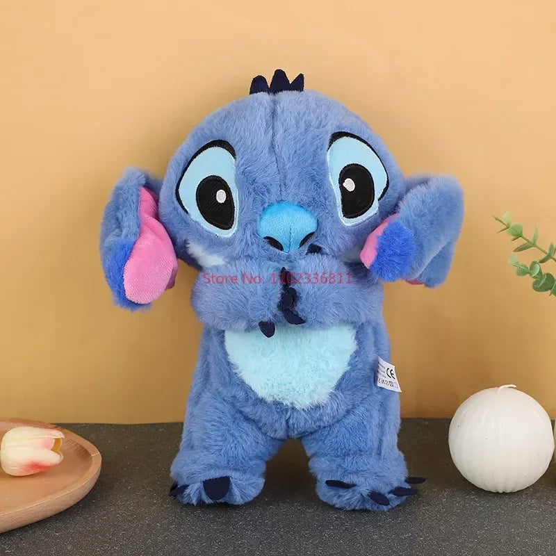28cm Disney Stitch Anime Plush Doll With Lighting Music Airbag Kawaii Appease Toy Baby To Soothe Sleep Peluche For Kids Gift