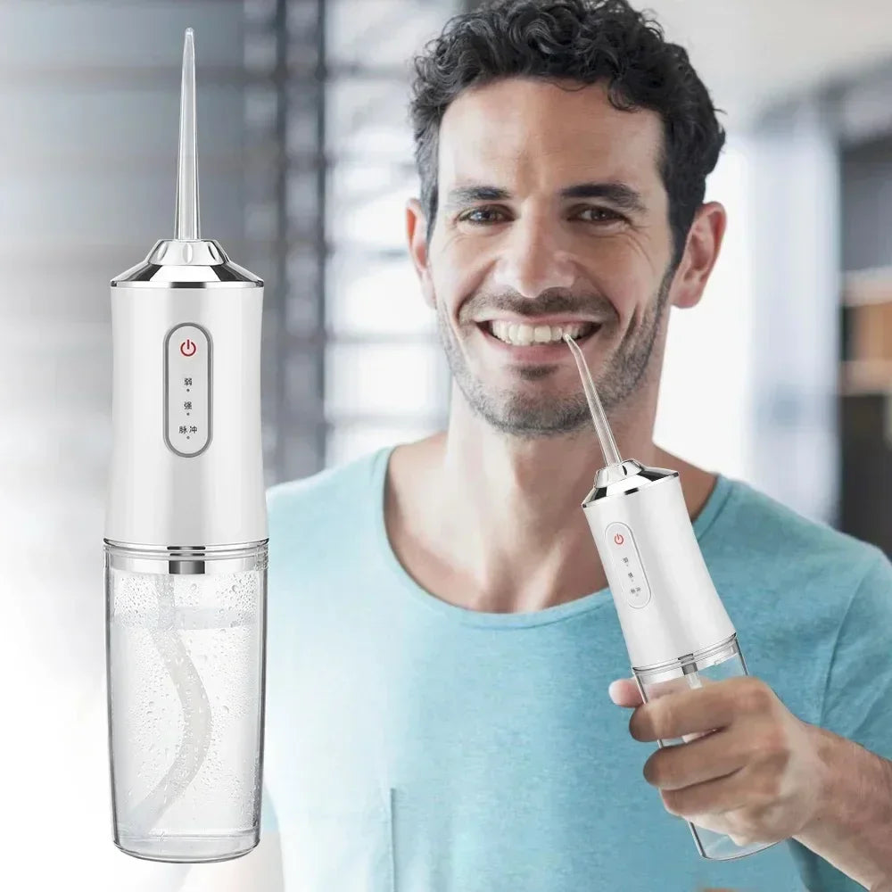 Oral Irrigator Portable Dental Water Flosser USB Rechargeable Water Jet Floss Tooth Pick 4 Jet Tip 220ml 3 Modes Teeth PH260