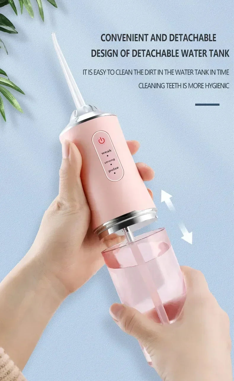 Oral Irrigator Portable Dental Water Flosser USB Rechargeable Water Jet Floss Tooth Pick 4 Jet Tip 220ml 3 Modes Teeth PH260