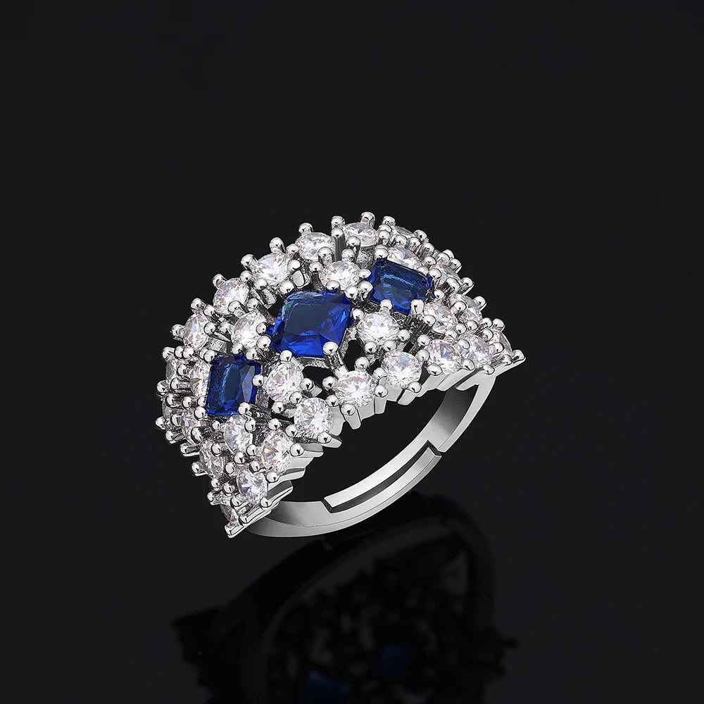 2025 New 4-piece Ring Cubic Zirconia Bridal Wedding Jewelry Set, Dubai Nigeria Crystal Wedding Jewelry Set