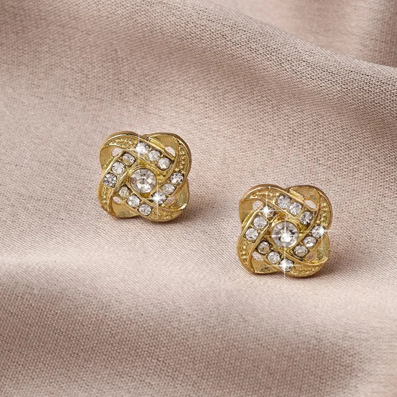 Light Luxury Zircon Stud Earrings Simple Cross Hollow Geometric Earrings Wedding Party Exquisite Ear Jewellery Women Gifts