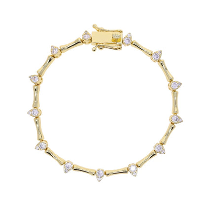 2025 Hot Selling Fashion Women Jewelry Set Gold Color 5A CZ Tear Drop Dog Bone Charm Link Chain Choker Necklace Bracelet