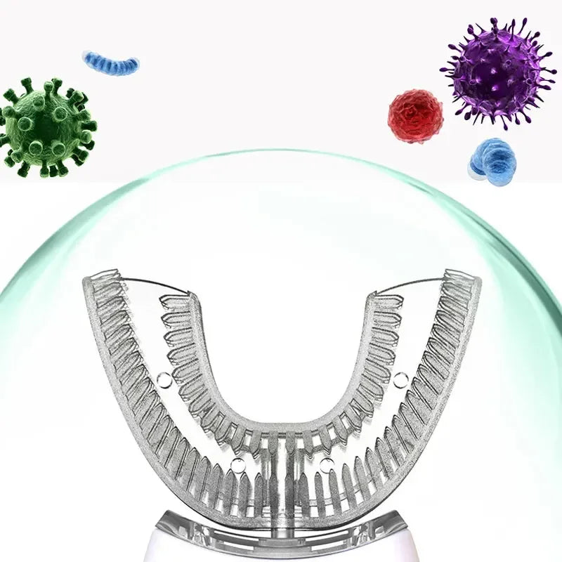 Cepillo de dientes eléctrico sónico tipo U, cabezal de silicona, 360 grados, inteligente, carga USB automática, resistente al agua, blanqueador dental.