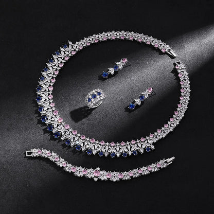 2025 New 4-piece Ring Cubic Zirconia Bridal Wedding Jewelry Set, Dubai Nigeria Crystal Wedding Jewelry Set