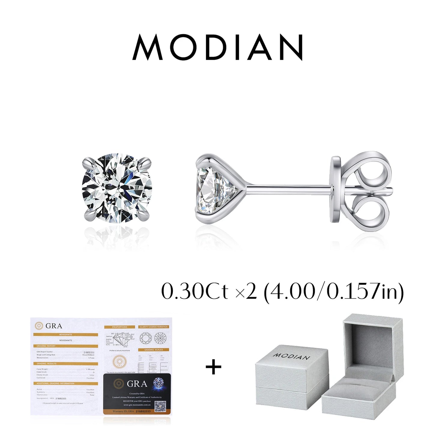 MODIAN 5 Sizes D Color Moissanite Earrings 925 Sterling Silver Sparkling Luxury Stud Earrings For Women Wedding Fine Jewelry