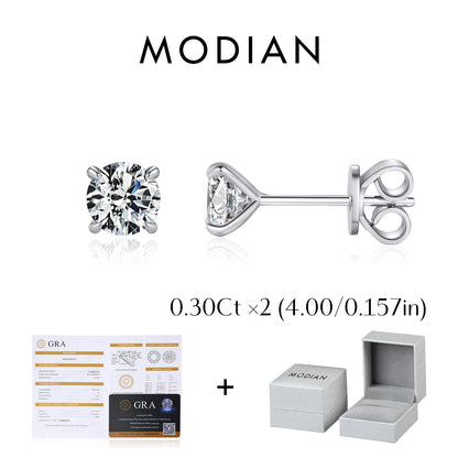 MODIAN 5 Sizes D Color Moissanite Earrings 925 Sterling Silver Sparkling Luxury Stud Earrings For Women Wedding Fine Jewelry