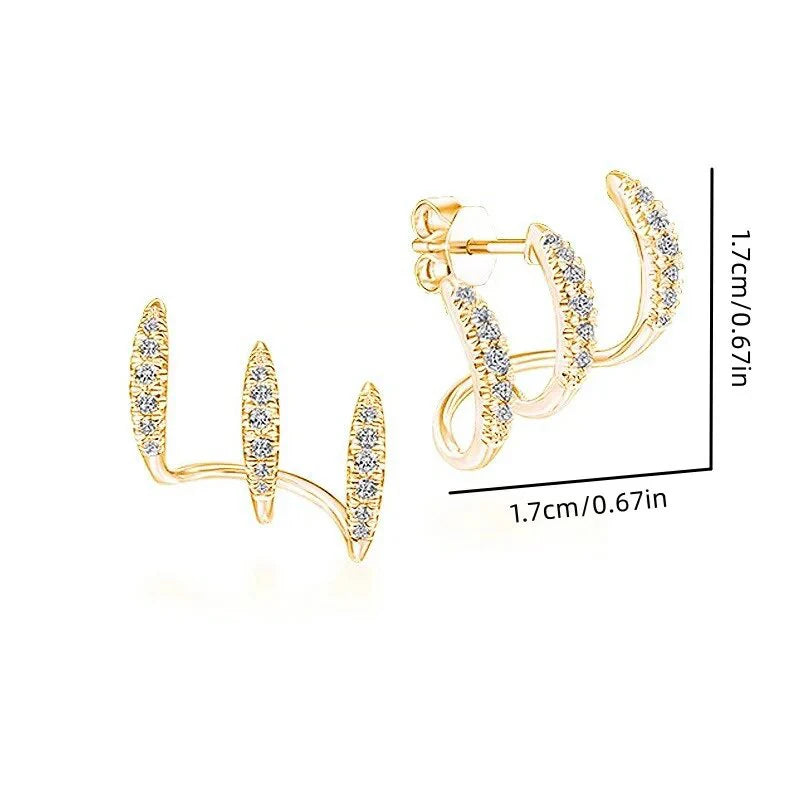 Exquisite Silver Color Claws Stud Earrings with Crystal AAA CZ Stone Modern Design Fashion Versatile Accessories Women Jewelry