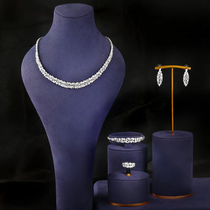 2023 Hot Selling 4-Piece Jewelry Set Cubic Zirconia for Women's Wedding Party Wedding Accessories Dubai, Saudi Arabia