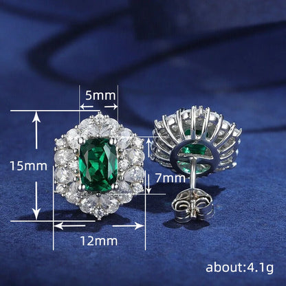 Huitan Modern Fashion Design Green CZ Stud Earrings Temperament Lady Accessories Wedding Party Silver Color Jewelry for Women