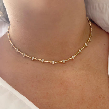 2025 Hot Selling Fashion Women Jewelry Set Gold Color 5A CZ Tear Drop Dog Bone Charm Link Chain Choker Necklace Bracelet