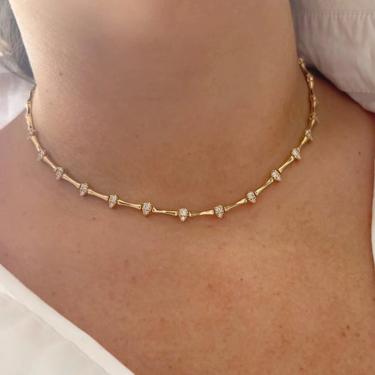 2025 Hot Selling Fashion Women Jewelry Set Gold Color 5A CZ Tear Drop Dog Bone Charm Link Chain Choker Necklace Bracelet