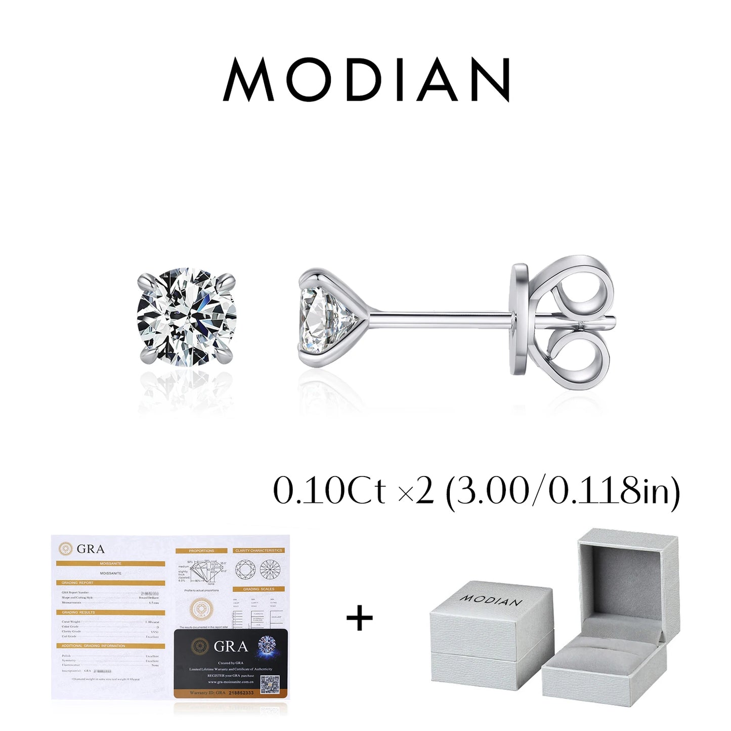 MODIAN 5 Sizes D Color Moissanite Earrings 925 Sterling Silver Sparkling Luxury Stud Earrings For Women Wedding Fine Jewelry