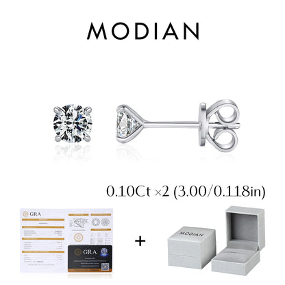 MODIAN 5 Sizes D Color Moissanite Earrings 925 Sterling Silver Sparkling Luxury Stud Earrings For Women Wedding Fine Jewelry
