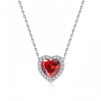 20245Heart-Shaped 925 Sterling Silver Elevated Red&Pink&Blue&White Heart Necklace Lover's Holiday Gift Jewelry
