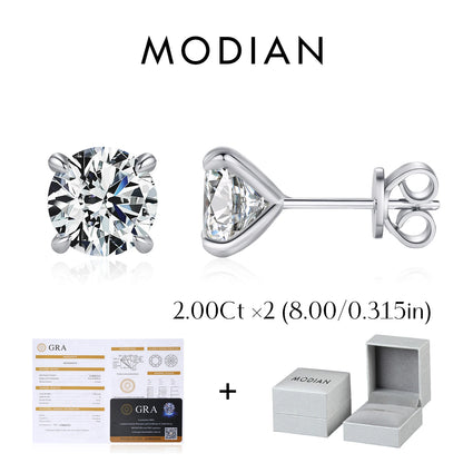 MODIAN 5 Sizes D Color Moissanite Earrings 925 Sterling Silver Sparkling Luxury Stud Earrings For Women Wedding Fine Jewelry