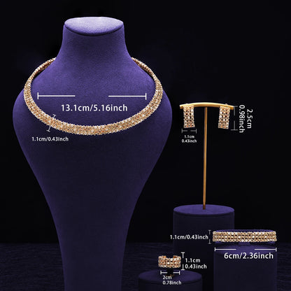 Dubai Wedding Bridal Full Jewelry Sets For Women Party Luxury Nigeria Gold Plated Beads Choker Necklace Jewelry Set