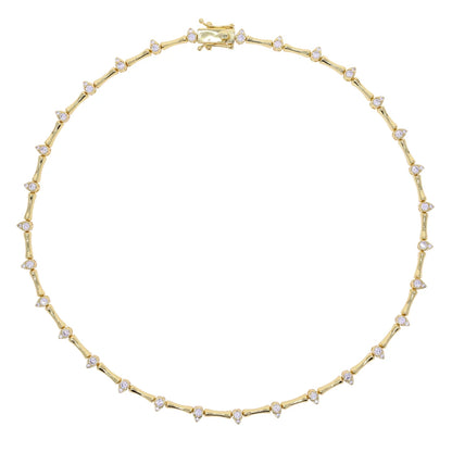 2025 Hot Selling Fashion Women Jewelry Set Gold Color 5A CZ Tear Drop Dog Bone Charm Link Chain Choker Necklace Bracelet