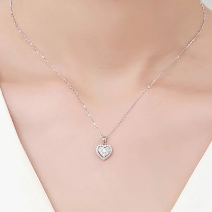Shine Zircon Heart Shaped Pendant Necklace for Women Silver Color Jewelry Wedding Anniversary Party Bridal Chain Girls Choker