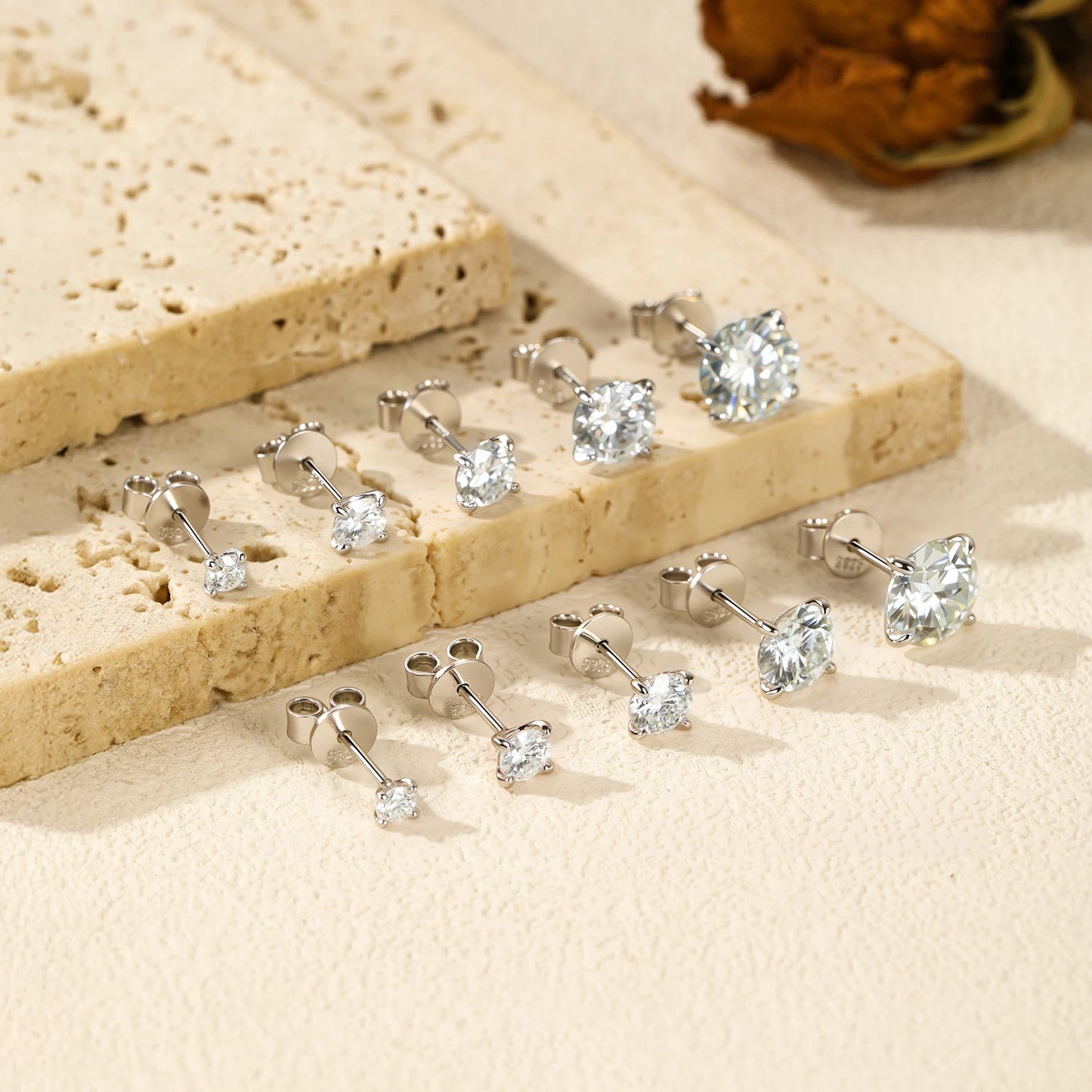 MODIAN 5 Sizes D Color Moissanite Earrings 925 Sterling Silver Sparkling Luxury Stud Earrings For Women Wedding Fine Jewelry