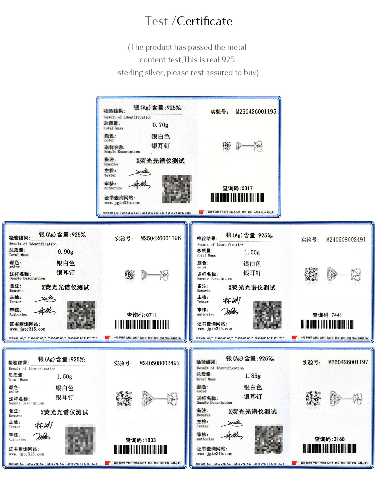 MODIAN 5 Sizes D Color Moissanite Earrings 925 Sterling Silver Sparkling Luxury Stud Earrings For Women Wedding Fine Jewelry