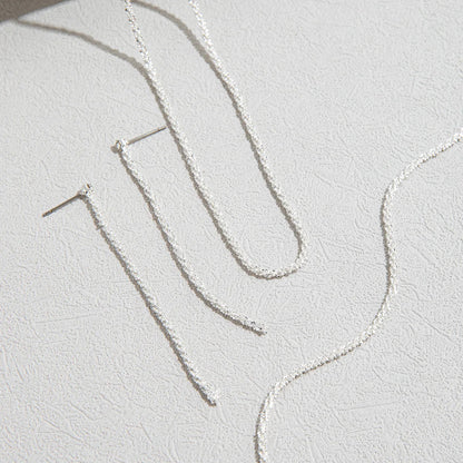 Set of Shiny Silver Plated Collarbone Chain Necklace Bracelet Jewelry, Women's Minimalist Starry Sky Accessories