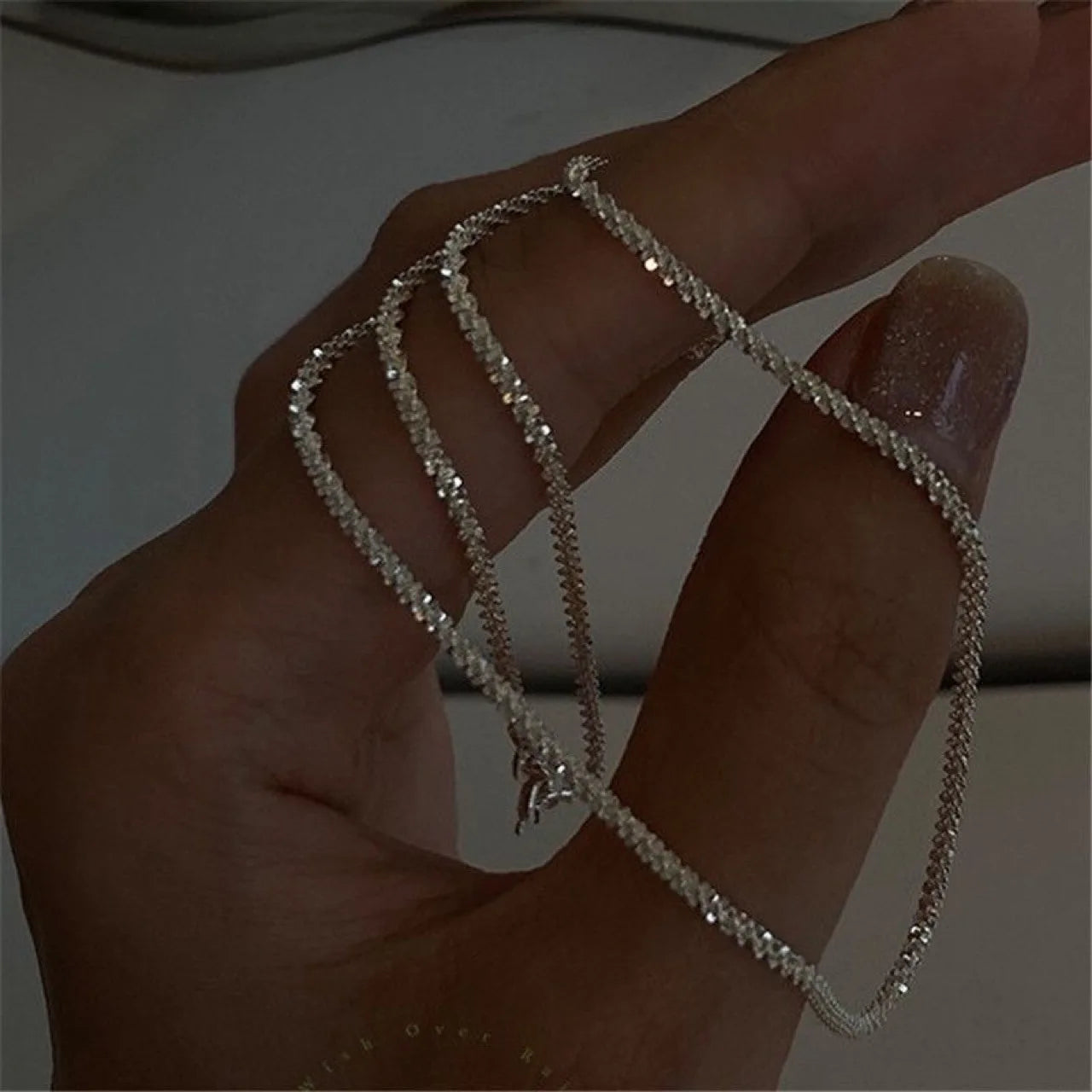 Set of Shiny Silver Plated Collarbone Chain Necklace Bracelet Jewelry, Women's Minimalist Starry Sky Accessories