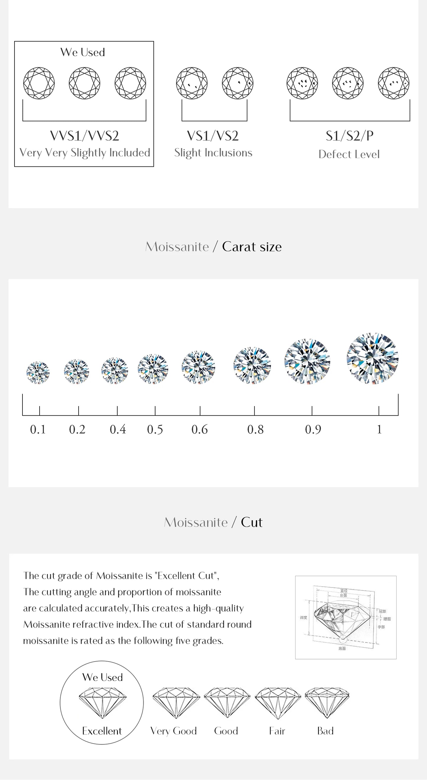 MODIAN 5 Sizes D Color Moissanite Earrings 925 Sterling Silver Sparkling Luxury Stud Earrings For Women Wedding Fine Jewelry