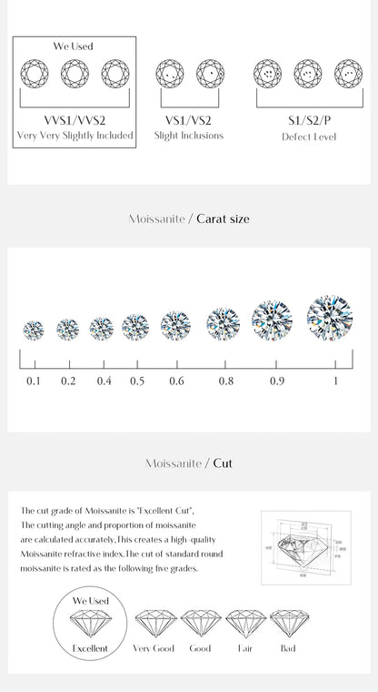 MODIAN 5 Sizes D Color Moissanite Earrings 925 Sterling Silver Sparkling Luxury Stud Earrings For Women Wedding Fine Jewelry