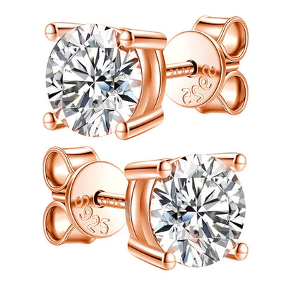 KNOBSPIN 2.0ct Moissanite Earrings for Women Lab Grown Diamond Ear Studs 925 Sterling Silver Fine Jewelry Gift