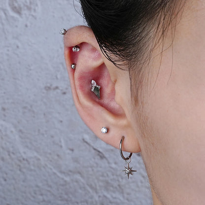 Right Grand ASTM F136 Titanium 16G Marquise Lotus CZ Flower Flat Back Stud Labret Tragus Helix Cartilage Conch Earring Piercing