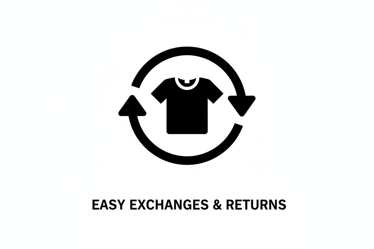 Wrong size or fit? You have 30 days to easily exchange your item, guaranteed hassle-free.

black and white icon